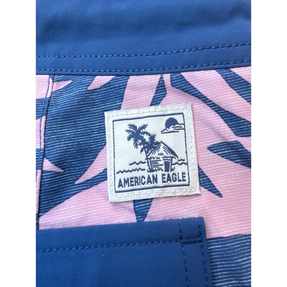 American Eagle Board Swim Shorts Tropical Pink Blue Mens Medium NWOT - Picture 4 of 9